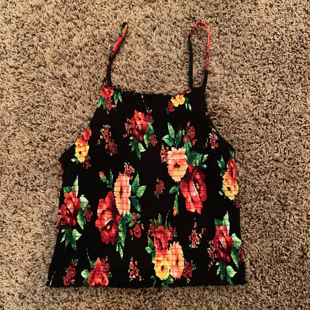 Smocked Floral Crop Top